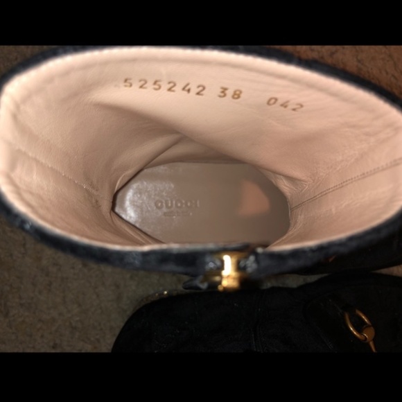 Authentic  Gucci Horsebit GG Velvet Crystal Ankle Boot - Picture 8 of 15